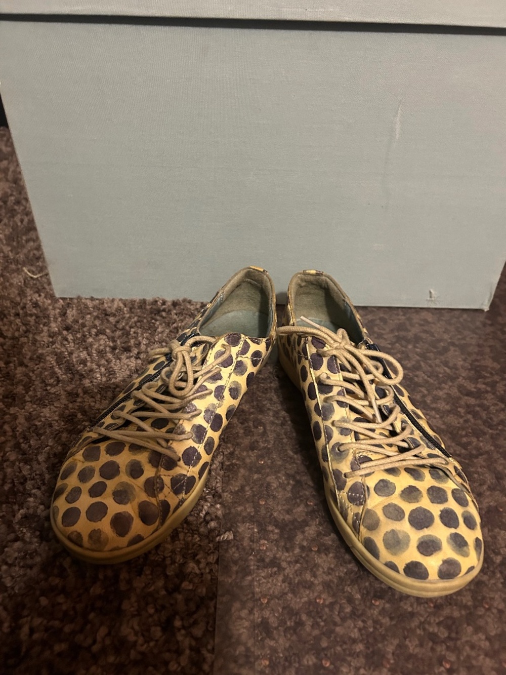 Cloud Footwear Italian Leather Aika Prints Polka Dot Loafers Sneakers Tupai Blue